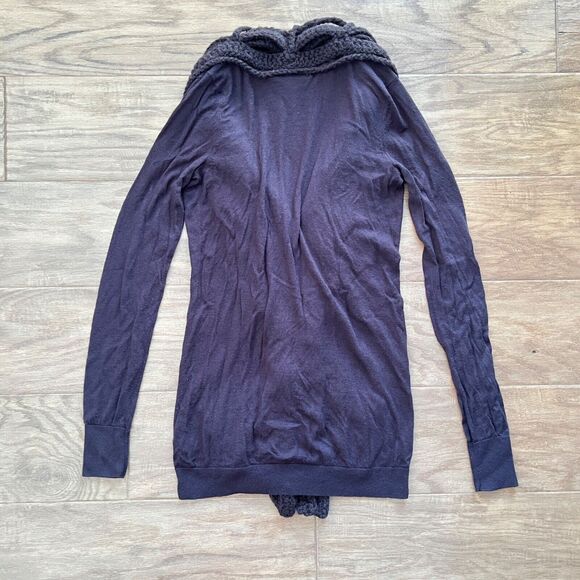 Anthropologie Leifsdottir Cardigan Sweater Size XS Brown Chunky Crochet Trim - Picture 2 of 10